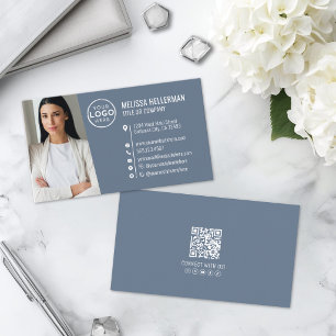 Carte De Visite Logo de photo professionnel bleu poussiéreux