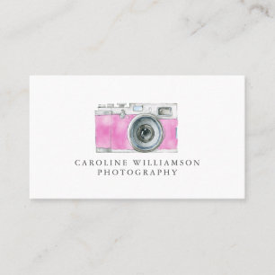 Carte De Visite Logo de photographie d'art aquarelle rose caméra r