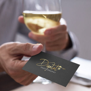 Carte De Visite Logo de photographie numérique or typographie mode