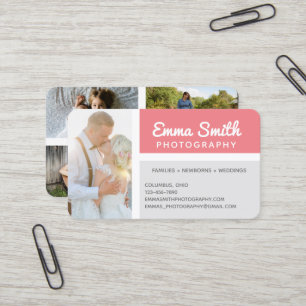 Carte De Visite Logo de photos personnalisé Rose & Gray Photograph
