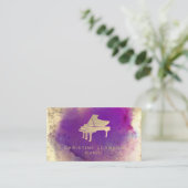 Carte De Visite logo de piano à éclaboussure d'aquarelle violette (Debout devant)