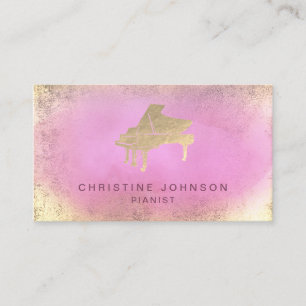 Carte De Visite logo de piano à éclaboussure rose chaud