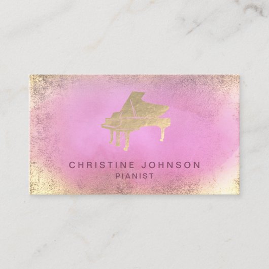 Carte De Visite logo de piano à éclaboussure rose chaud (Devant)