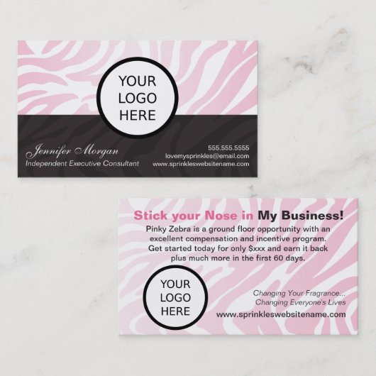 Carte De Visite Logo de Pink Zebra Ajouter (Devant / Derrière)