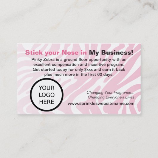 Carte De Visite Logo de Pink Zebra Ajouter (Dos)