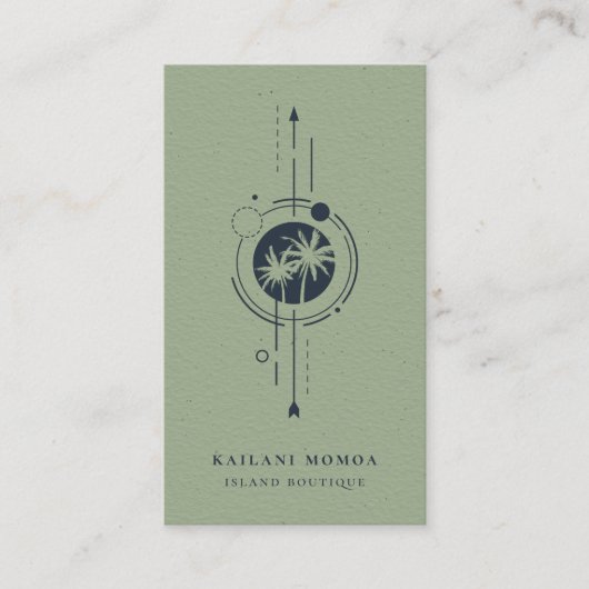 Carte De Visite Logo de plage de palmiers géométriques moderne (Devant)