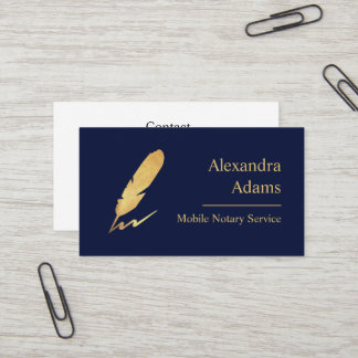 Carte De Visite Logo de plume d'or pour Notaire Mobile Indigo