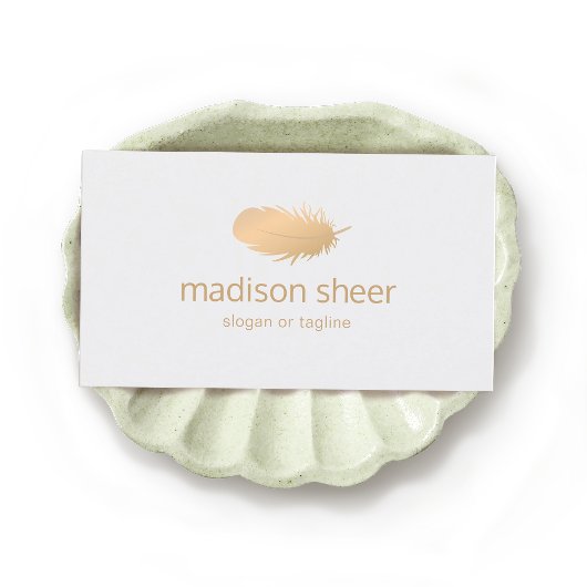 Carte De Visite Logo de plume or Rose souple