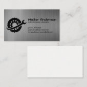 Carte De Visite Logo de pneus de clé | Arrière - plan métallique (Devant / Derrière)