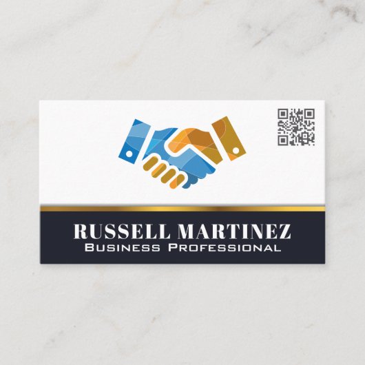 Carte De Visite Logo de poignée | Code QR (Devant)