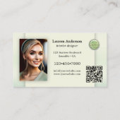 Carte De Visite Logo de portefeuille vert Code QR Concepteur d'int (Dos)