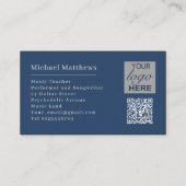 Carte De Visite Logo de professeur de musique guitariste Code QR (Dos)