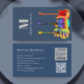 Carte De Visite Logo de professeur de musique guitariste Code QR