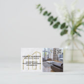 Carte De Visite Logo de propriété Gold | Salon | Code barre QR (Debout devant)