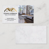 Carte De Visite Logo de propriété Gold | Salon | Code QR (Devant / Derrière)