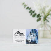 Carte De Visite Logo de propriétés | Code QR | Bâtiments commercia (Debout devant)
