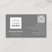 Carte De Visite Logo de QRCode Photo Professional Société Gris (Dos)