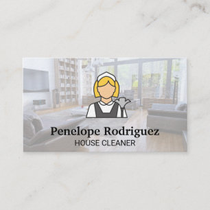 Carte De Visite Logo de raclette de nettoyage Femme de ménage