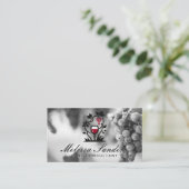 Carte De Visite Logo de raisins en verre de vin | Raisins (Debout devant)