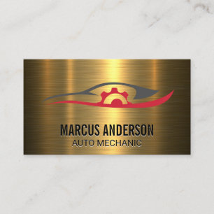 Carte De Visite Logo de réparation automatique Métal Or Brossé
