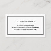 Carte De Visite Logo de réparation de maison | Arrière - plan de m (Dos)