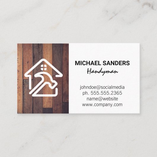 Carte De Visite Logo de réparation de maison | Bois (Devant)