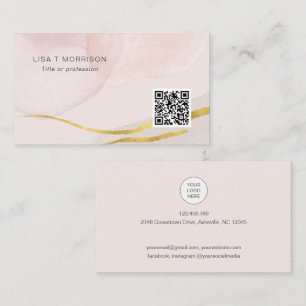 Carte De Visite Logo de réseau à code QR abstrait rose vif