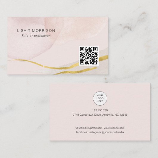 Carte De Visite Logo de réseau à code QR abstrait rose vif (Devant / Derrière)