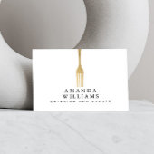 Carte De Visite Logo de restauration moderne Faux Gold Fork