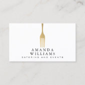 Carte De Visite Logo de restauration moderne Faux Gold Fork (Devant)