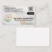 Carte De Visite Logo de salade Bowl | Code QR | Marbre (Devant / Derrière)