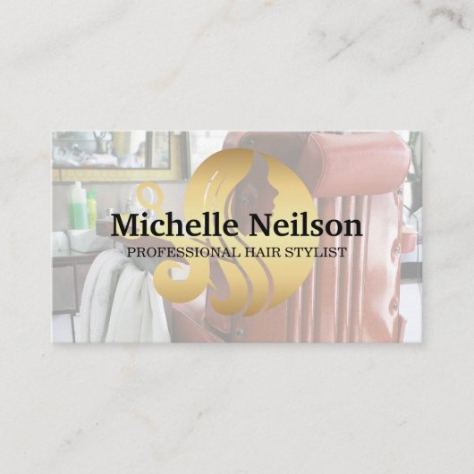 Carte De Visite Logo de Salon de Coiffure Gold | Beauté (Devant)