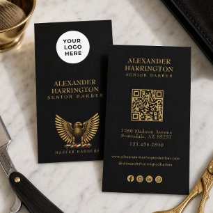Carte De Visite Logo de salon de coiffure Luxury Golden Eagle Barb