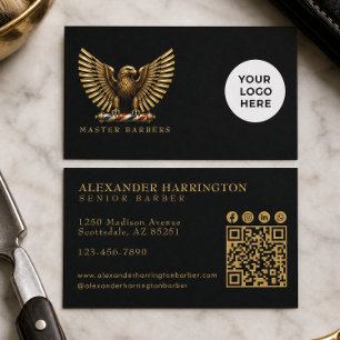 Carte De Visite Logo de salon de coiffure Luxury Golden Eagle Barb