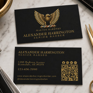 Carte De Visite Logo de salon de coiffure LuxuryGolden Eagle Barbe