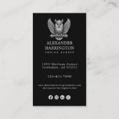 Carte De Visite Logo de salon de coiffure Modern Silver Owl Barber (Dos)