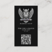 Carte De Visite Logo de salon de coiffure Modern Silver Owl Barber (Devant)