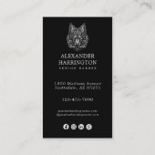 Carte De Visite Logo de salon de coiffure Modern Silver Wolf Barbe (Dos)
