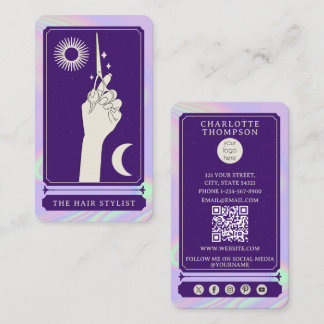 Carte De Visite Logo de salon de coiffure Tarot Céleste Holographi