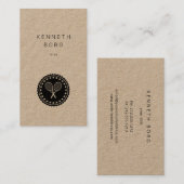 Carte De Visite Logo de sceau d'instructeur de tennis de kraft rus (Devant / Derrière)