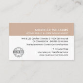 Carte De Visite Logo de script d'agent de signature de prêt notari (Dos)