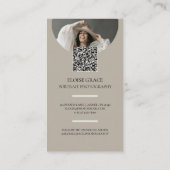 Carte De Visite Logo de script élégant et photo de code QR (Dos)