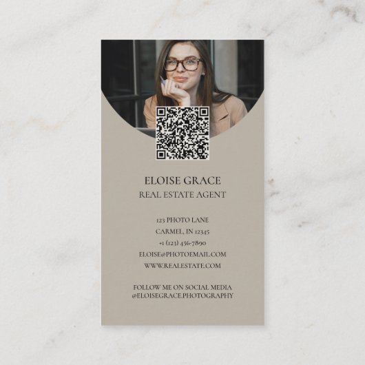 Carte De Visite Logo de script élégant et QR Code Immobilier (Dos)