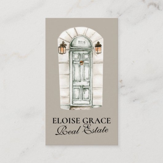 Carte De Visite Logo de script élégant et QR Code Immobilier (Devant)