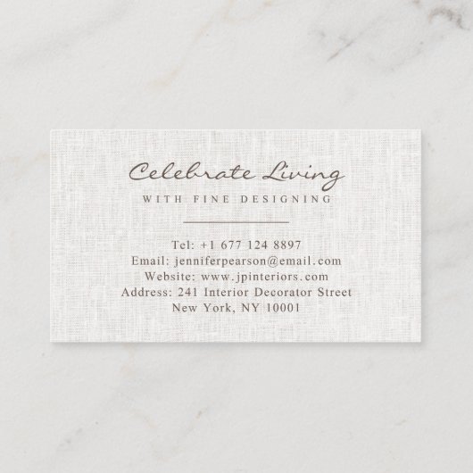 Carte De Visite Logo de script élégant simple chic moderne lin bei (Dos)