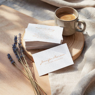 Carte De Visite Logo de script élégant simple chic moderne lin gri