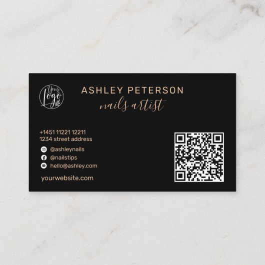 Carte De Visite Logo de script qr code (Dos)