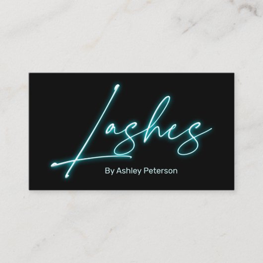 Carte De Visite Logo de script qr code glam blue neon moderne (Devant)