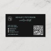Carte De Visite Logo de script qr code glam blue neon moderne (Dos)