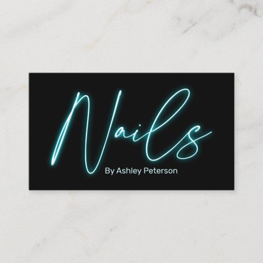 Carte De Visite Logo de script qr code glam blue neon moderne (Devant)